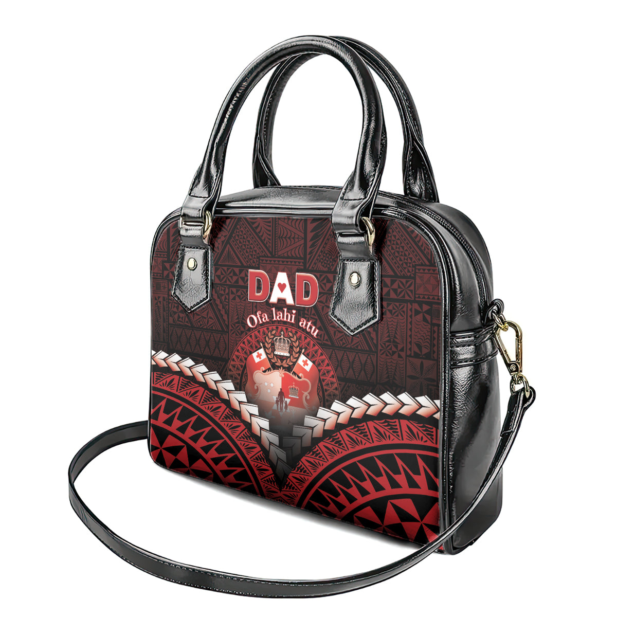 Tonga Happy Father's Day Shoulder Handbag Ofa Lahi Atu Dad Polynesian Tribal