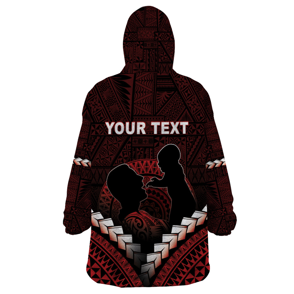 Personalised Tonga Happy Father's Day Wearable Blanket Hoodie Ofa Lahi Atu Dad Polynesian Tribal LT05 - Polynesian Pride