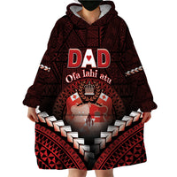 Personalised Tonga Happy Father's Day Wearable Blanket Hoodie Ofa Lahi Atu Dad Polynesian Tribal LT05 - Polynesian Pride