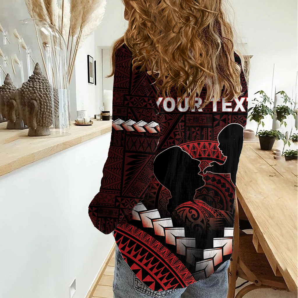 Personalised Tonga Happy Father's Day Women Casual Shirt Ofa Lahi Atu Dad Polynesian Tribal LT05 - Polynesian Pride