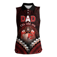 Personalised Tonga Happy Father's Day Women Sleeveless Polo Shirt Ofa Lahi Atu Dad Polynesian Tribal LT05 Female Red - Polynesian Pride