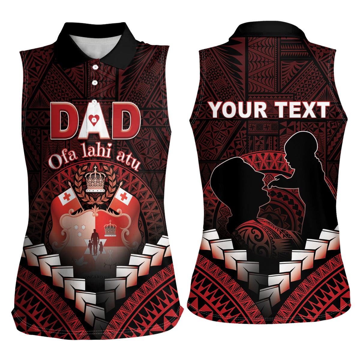 Personalised Tonga Happy Father's Day Women Sleeveless Polo Shirt Ofa Lahi Atu Dad Polynesian Tribal LT05 - Polynesian Pride