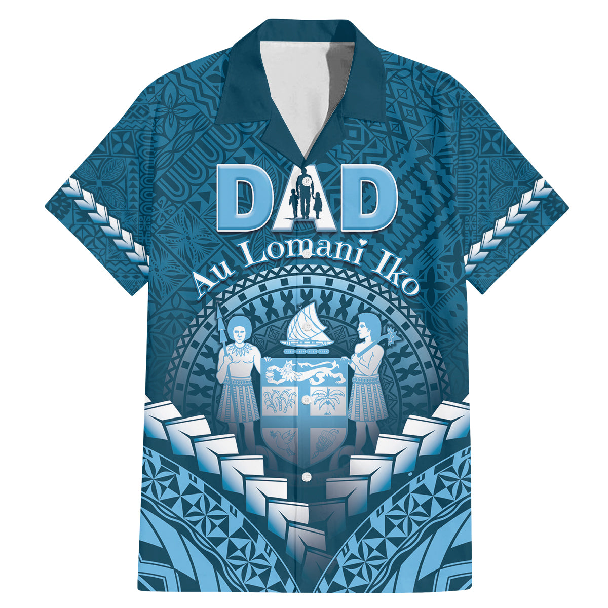 Personalised Fiji Happy Father's Day Family Matching Mermaid Dress and Hawaiian Shirt Au Lomani Iko Dad Polynesian Tribal
