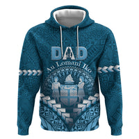 Personalised Fiji Happy Father's Day Hoodie Au Lomani Iko Dad Polynesian Tribal LT05 Pullover Hoodie Blue - Polynesian Pride