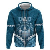 Personalised Fiji Happy Father's Day Hoodie Au Lomani Iko Dad Polynesian Tribal LT05 Zip Hoodie Blue - Polynesian Pride