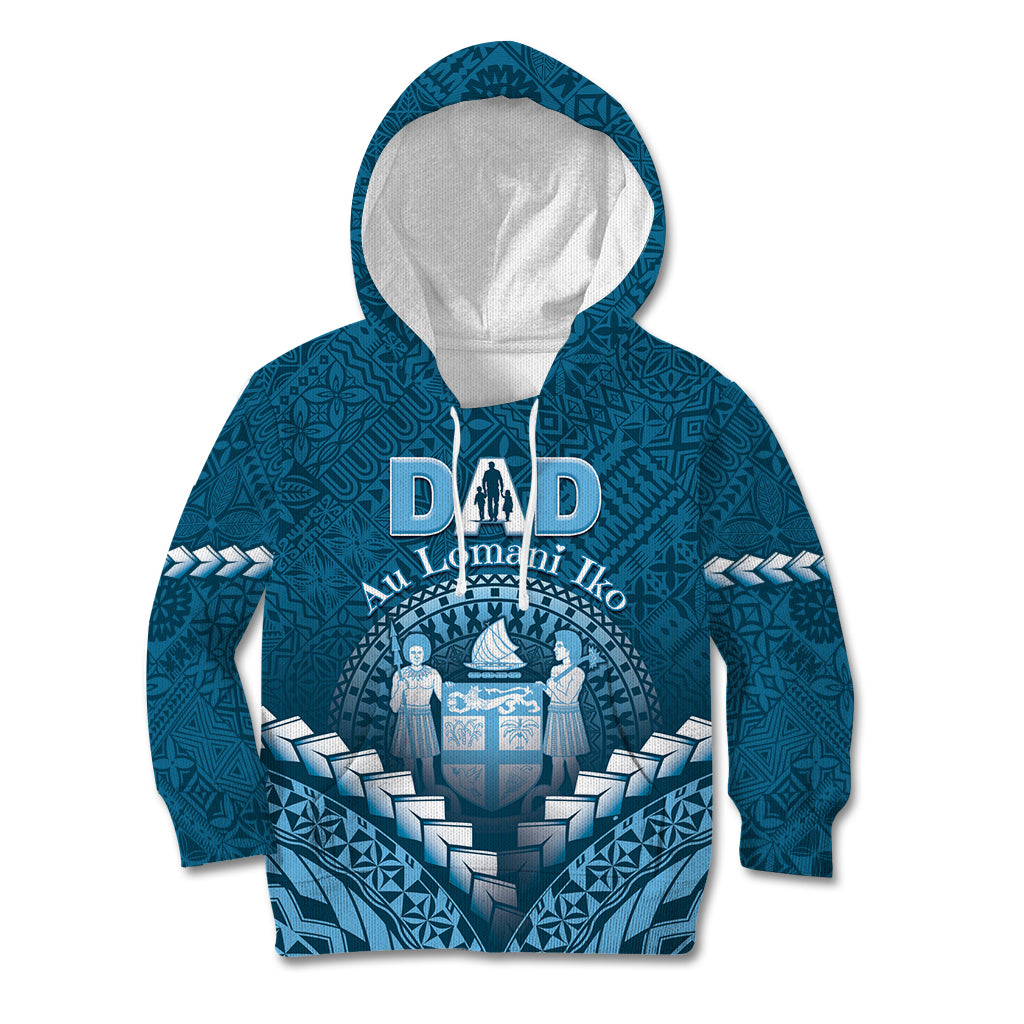 Personalised Fiji Happy Father's Day Kid Hoodie Au Lomani Iko Dad Polynesian Tribal LT05 Hoodie Blue - Polynesian Pride
