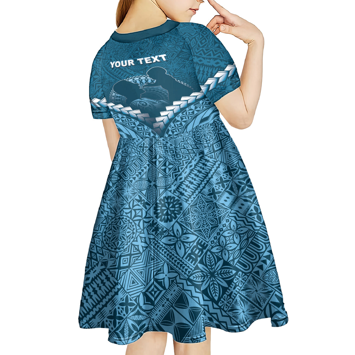 Personalised Fiji Happy Father's Day Kid Short Sleeve Dress Au Lomani Iko Dad Polynesian Tribal LT05 - Polynesian Pride