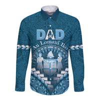 Personalised Fiji Happy Father's Day Long Sleeve Button Shirt Au Lomani Iko Dad Polynesian Tribal LT05 Unisex Blue - Polynesian Pride