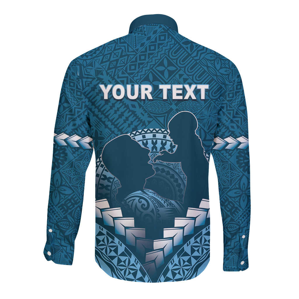 Personalised Fiji Happy Father's Day Long Sleeve Button Shirt Au Lomani Iko Dad Polynesian Tribal LT05 - Polynesian Pride