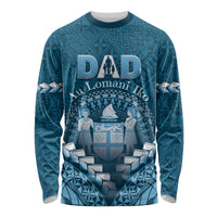 Personalised Fiji Happy Father's Day Long Sleeve Shirt Au Lomani Iko Dad Polynesian Tribal LT05 Unisex Blue - Polynesian Pride