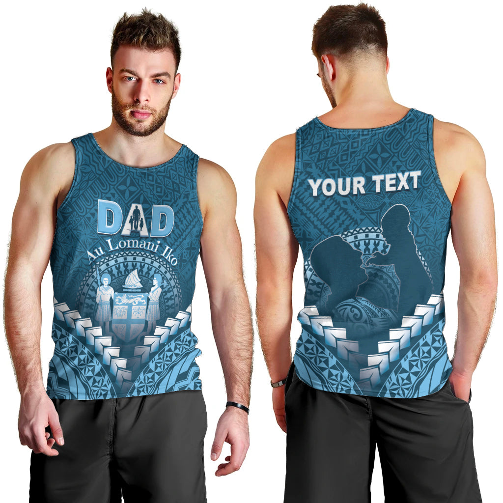 Personalised Fiji Happy Father's Day Men Tank Top Au Lomani Iko Dad Polynesian Tribal LT05 - Polynesian Pride