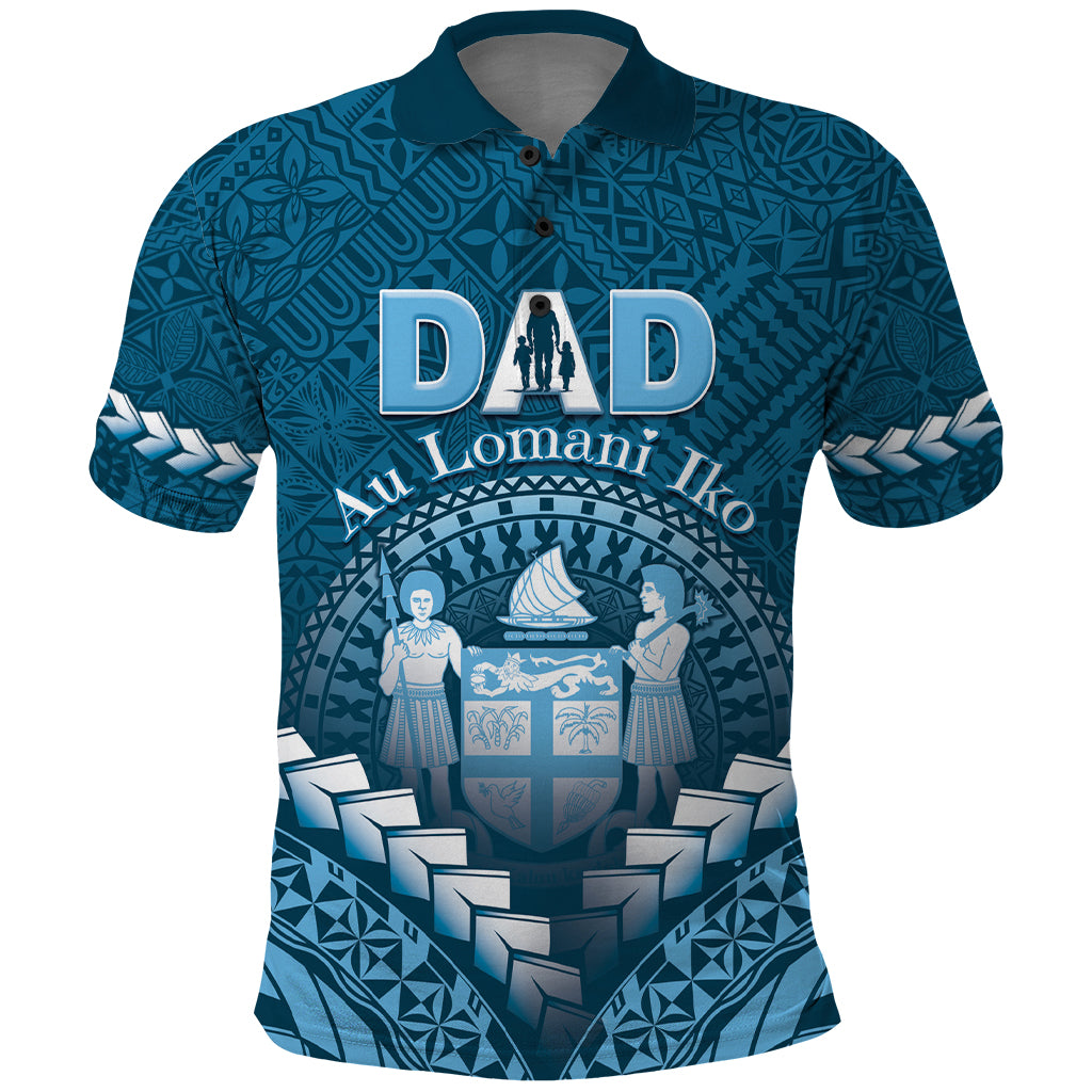 Personalised Fiji Happy Father's Day Polo Shirt Au Lomani Iko Dad Polynesian Tribal LT05 Blue - Polynesian Pride