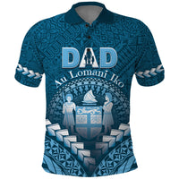 Personalised Fiji Happy Father's Day Polo Shirt Au Lomani Iko Dad Polynesian Tribal LT05 Blue - Polynesian Pride
