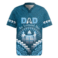 Personalised Fiji Happy Father's Day Rugby Jersey Au Lomani Iko Dad Polynesian Tribal LT05 Blue - Polynesian Pride
