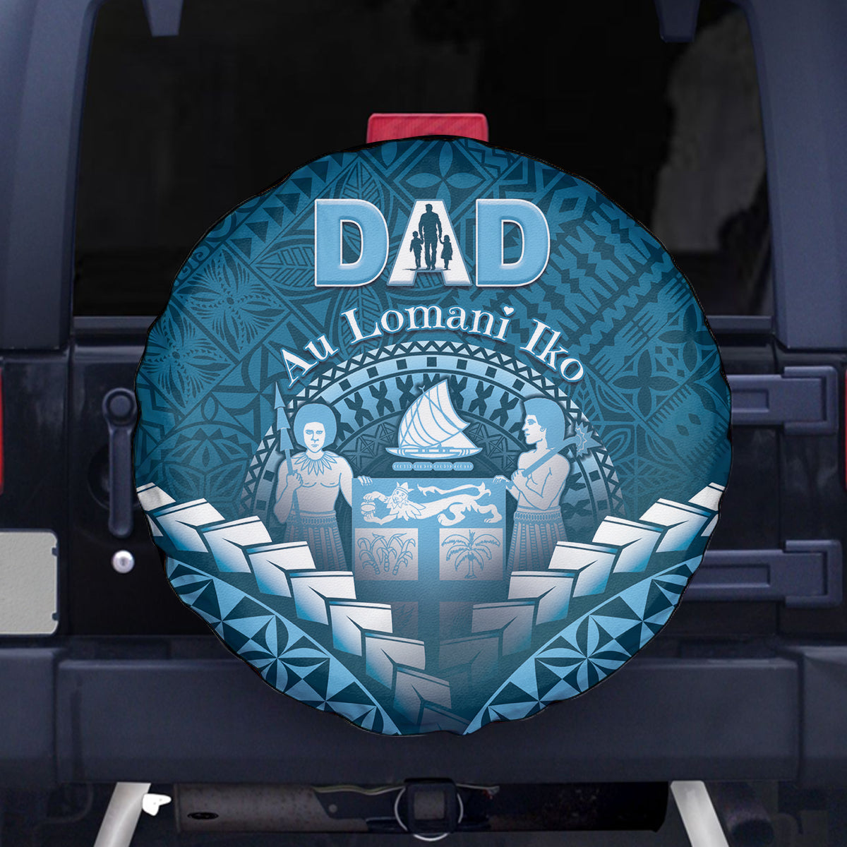 Fiji Happy Father's Day Spare Tire Cover Au Lomani Iko Dad Polynesian Tribal LT05 - Polynesian Pride