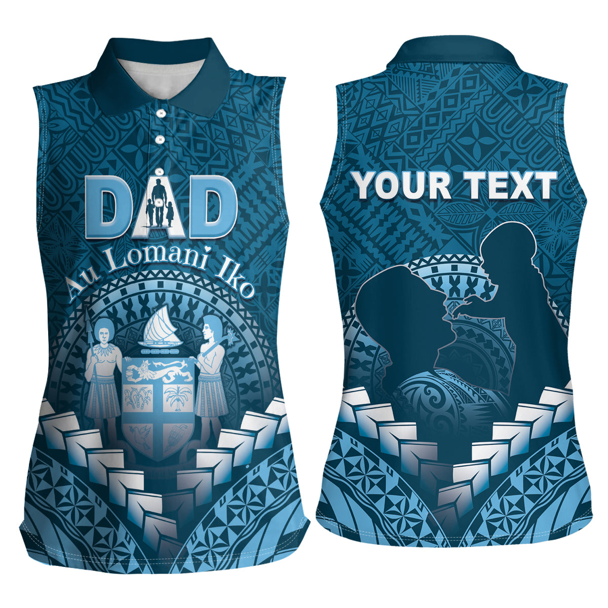 Personalised Fiji Happy Father's Day Women Sleeveless Polo Shirt Au Lomani Iko Dad Polynesian Tribal LT05 - Polynesian Pride