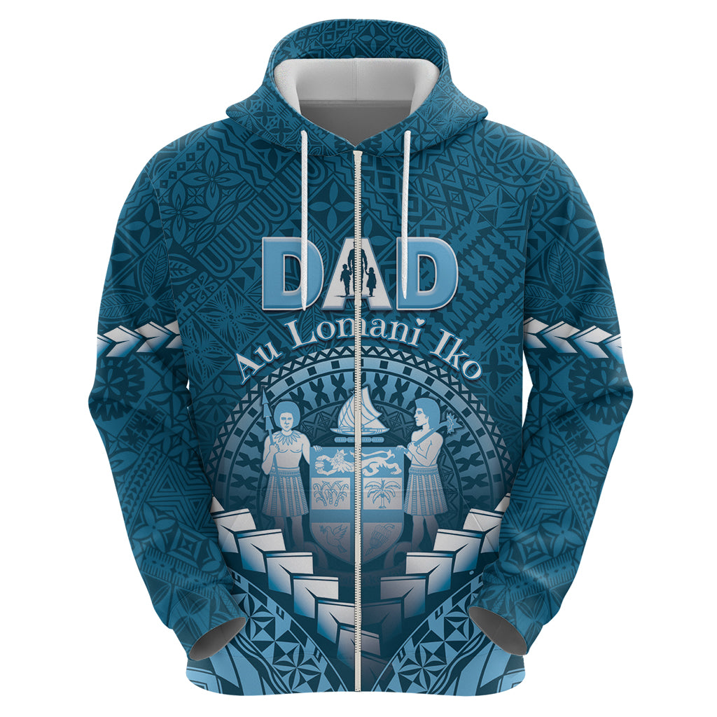 Personalised Fiji Happy Father's Day Zip Hoodie Au Lomani Iko Dad Polynesian Tribal LT05 - Polynesian Pride