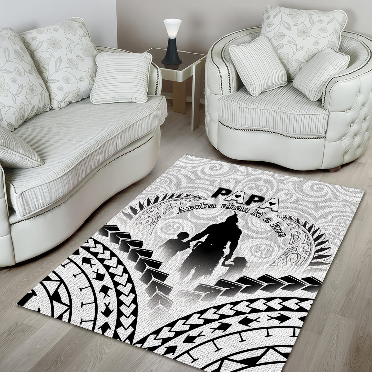 New Zealand Happy Father's Day Area Rug Aroha Ahau Ki A Koe Papa Polynesian Tribal LT05 - Polynesian Pride