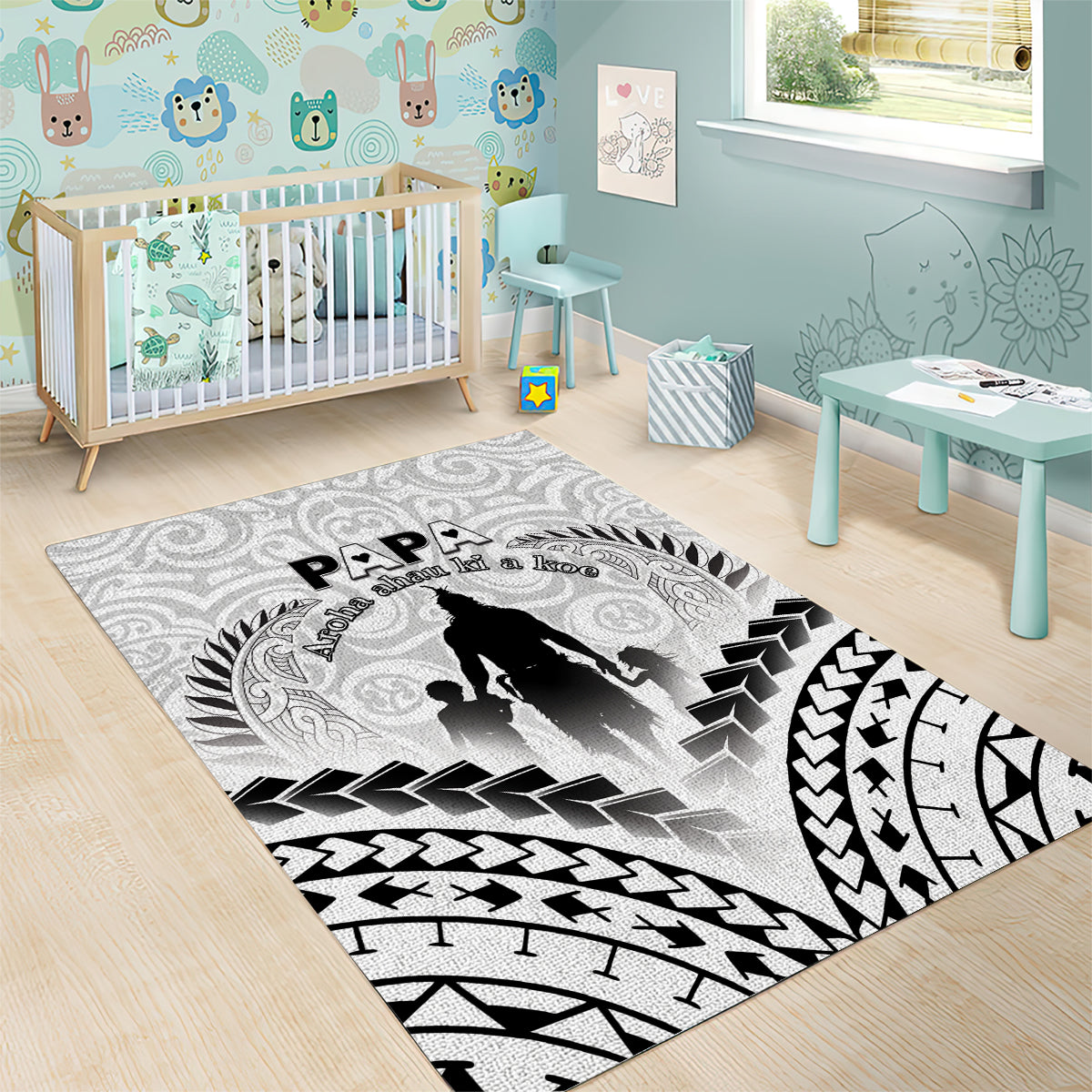 New Zealand Happy Father's Day Area Rug Aroha Ahau Ki A Koe Papa Polynesian Tribal LT05 - Polynesian Pride