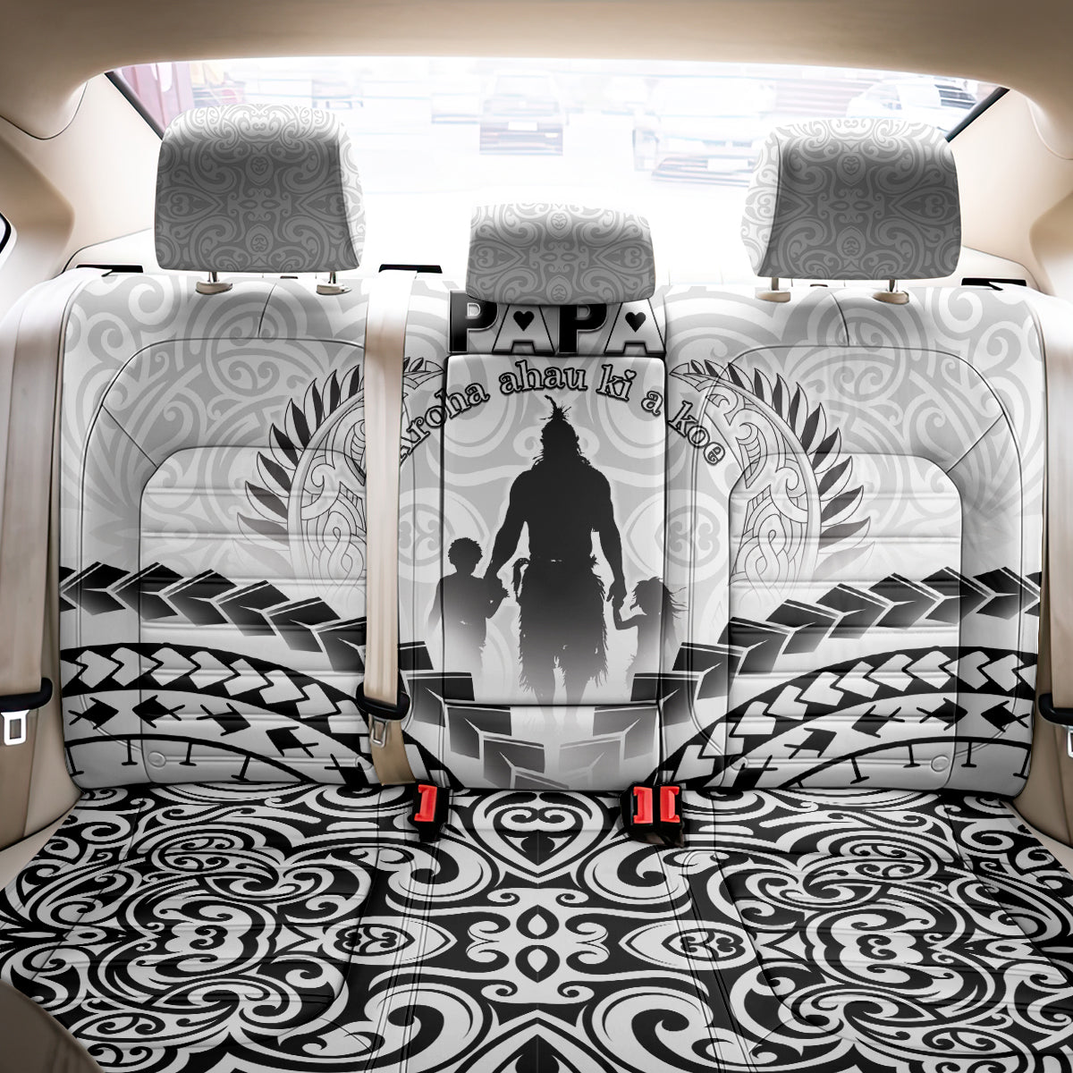 New Zealand Happy Father's Day Back Car Seat Cover Aroha Ahau Ki A Koe Papa Polynesian Tribal LT05 - Polynesian Pride