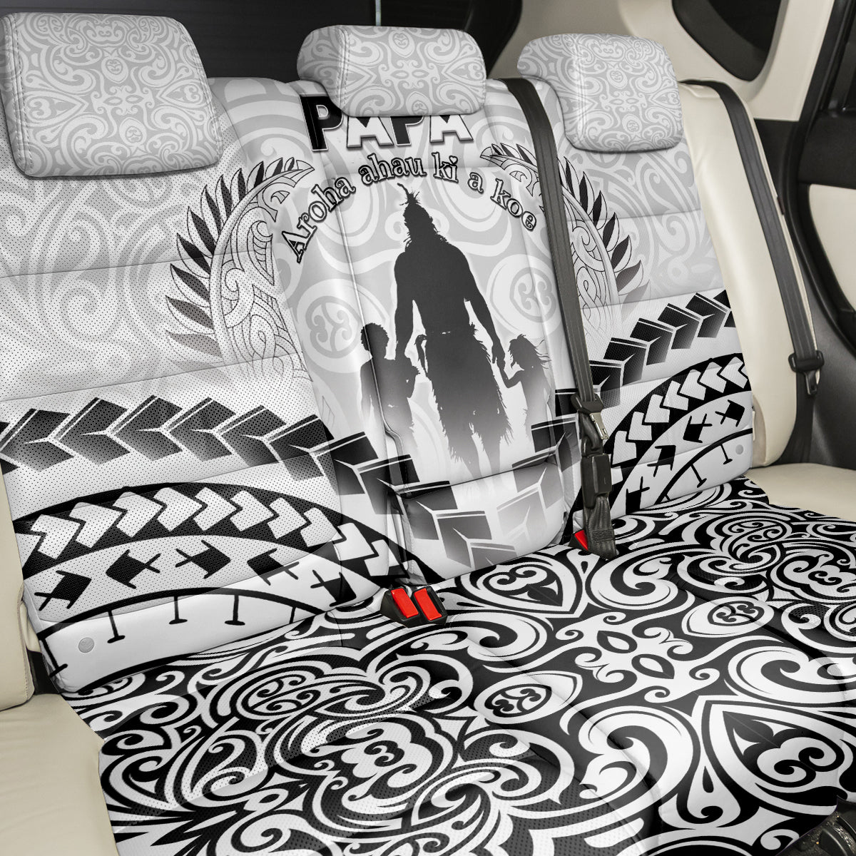 New Zealand Happy Father's Day Back Car Seat Cover Aroha Ahau Ki A Koe Papa Polynesian Tribal LT05 - Polynesian Pride