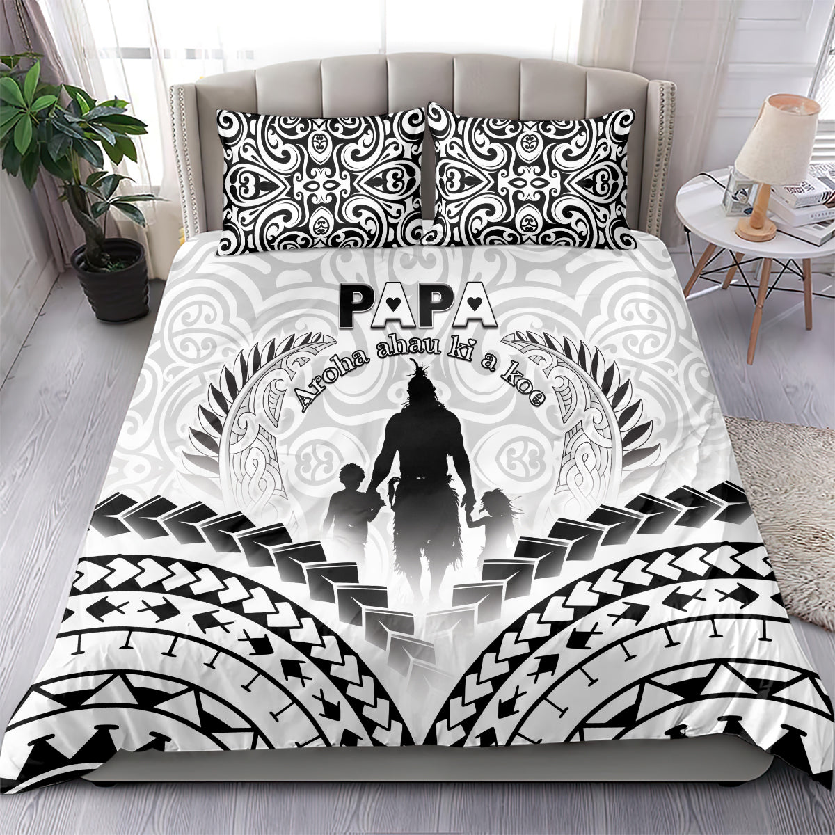 New Zealand Happy Father's Day Bedding Set Aroha Ahau Ki A Koe Papa Polynesian Tribal LT05 - Polynesian Pride