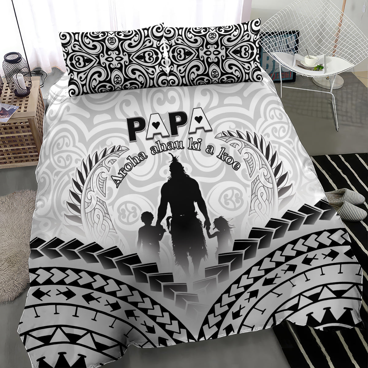 New Zealand Happy Father's Day Bedding Set Aroha Ahau Ki A Koe Papa Polynesian Tribal LT05 - Polynesian Pride