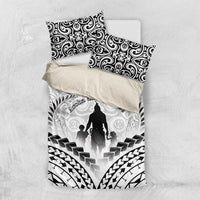 New Zealand Happy Father's Day Bedding Set Aroha Ahau Ki A Koe Papa Polynesian Tribal LT05 US Twin 172cm x 218cm White - Polynesian Pride