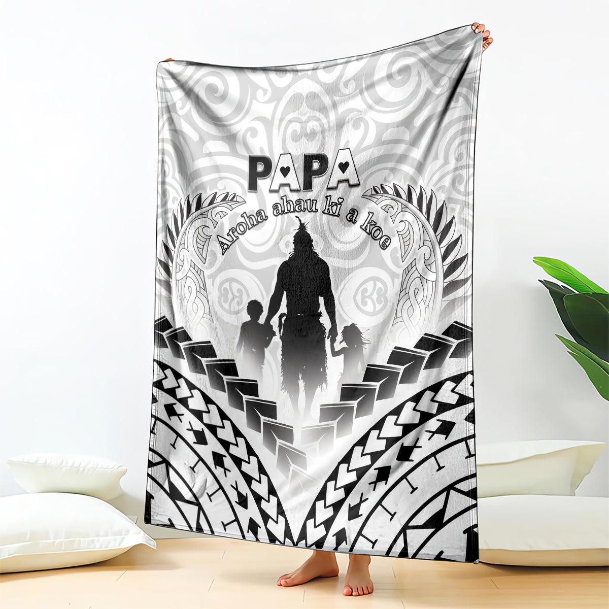New Zealand Happy Father's Day Blanket Aroha Ahau Ki A Koe Papa Polynesian Tribal LT05 - Polynesian Pride
