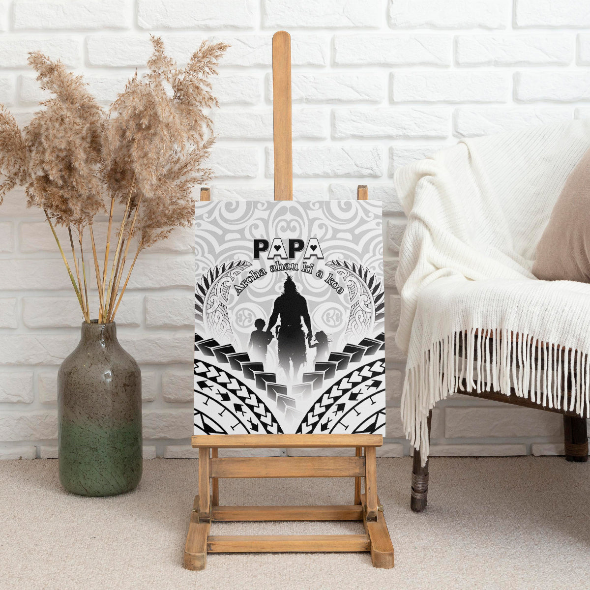 New Zealand Happy Father's Day Canvas Wall Art Aroha Ahau Ki A Koe Papa Polynesian Tribal LT05 - Polynesian Pride