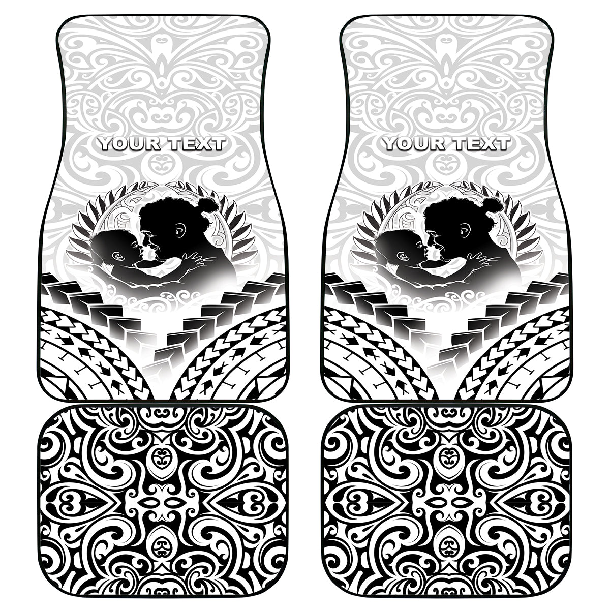 Personalised New Zealand Happy Father's Day Car Mats Aroha Ahau Ki A Koe Papa Polynesian Tribal LT05 - Polynesian Pride