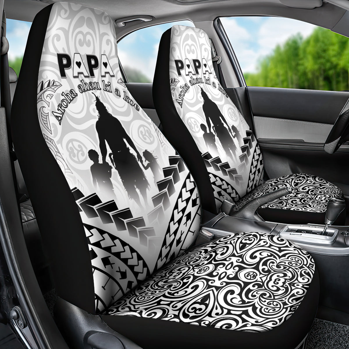 New Zealand Happy Father's Day Car Seat Cover Aroha Ahau Ki A Koe Papa Polynesian Tribal LT05 - Polynesian Pride
