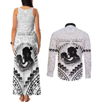 Personalised New Zealand Happy Father's Day Couples Matching Tank Maxi Dress and Long Sleeve Button Shirt Aroha Ahau Ki A Koe Papa Polynesian Tribal LT05 - Polynesian Pride