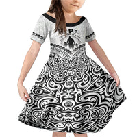 Personalised New Zealand Happy Father's Day Family Matching Mermaid Dress and Hawaiian Shirt Aroha Ahau Ki A Koe Papa Polynesian Tribal LT05 Daughter's Dress White - Polynesian Pride