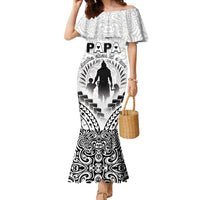 Personalised New Zealand Happy Father's Day Family Matching Mermaid Dress and Hawaiian Shirt Aroha Ahau Ki A Koe Papa Polynesian Tribal LT05 Mom's Dress White - Polynesian Pride