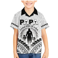 Personalised New Zealand Happy Father's Day Family Matching Mermaid Dress and Hawaiian Shirt Aroha Ahau Ki A Koe Papa Polynesian Tribal LT05 Son's Shirt White - Polynesian Pride