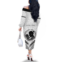 Personalised New Zealand Happy Father's Day Family Matching Off The Shoulder Long Sleeve Dress and Hawaiian Shirt Aroha Ahau Ki A Koe Papa Polynesian Tribal LT05 - Polynesian Pride