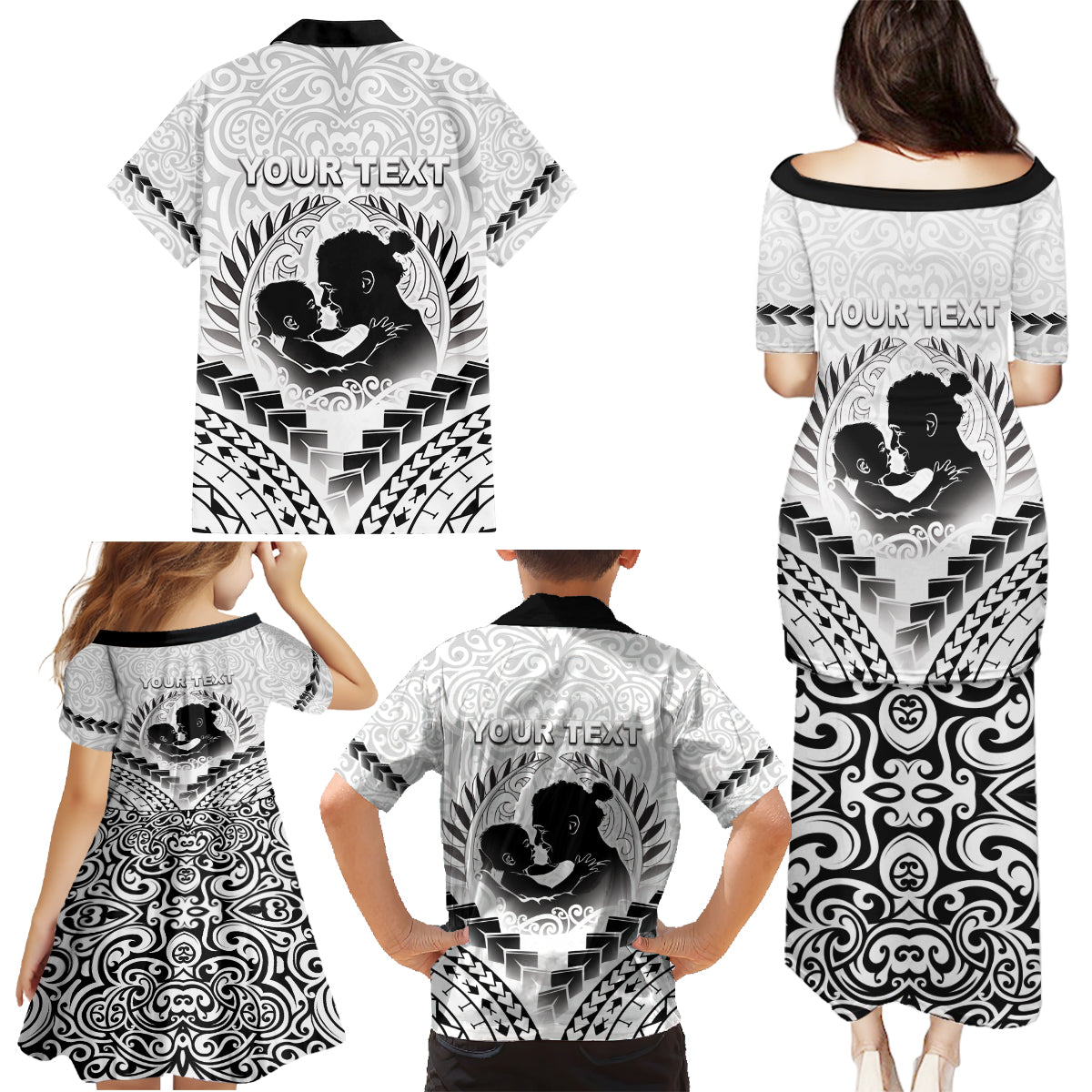 Personalised New Zealand Happy Father's Day Family Matching Puletasi and Hawaiian Shirt Aroha Ahau Ki A Koe Papa Polynesian Tribal LT05 - Polynesian Pride