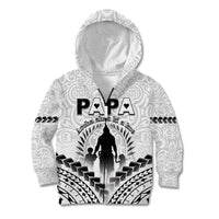 Personalised New Zealand Happy Father's Day Kid Hoodie Aroha Ahau Ki A Koe Papa Polynesian Tribal LT05 Zip Hoodie White - Polynesian Pride
