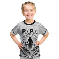 Personalised New Zealand Happy Father's Day Kid T Shirt Aroha Ahau Ki A Koe Papa Polynesian Tribal LT05 White - Polynesian Pride