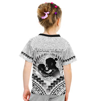 Personalised New Zealand Happy Father's Day Kid T Shirt Aroha Ahau Ki A Koe Papa Polynesian Tribal LT05 - Polynesian Pride