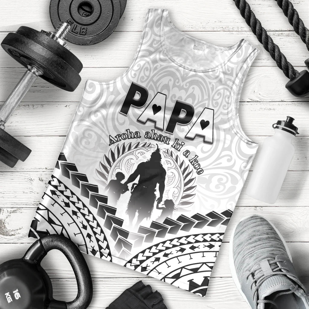 Personalised New Zealand Happy Father's Day Men Tank Top Aroha Ahau Ki A Koe Papa Polynesian Tribal LT05 - Polynesian Pride