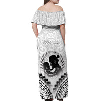 Personalised New Zealand Happy Father's Day Off Shoulder Maxi Dress Aroha Ahau Ki A Koe Papa Polynesian Tribal LT05 - Polynesian Pride