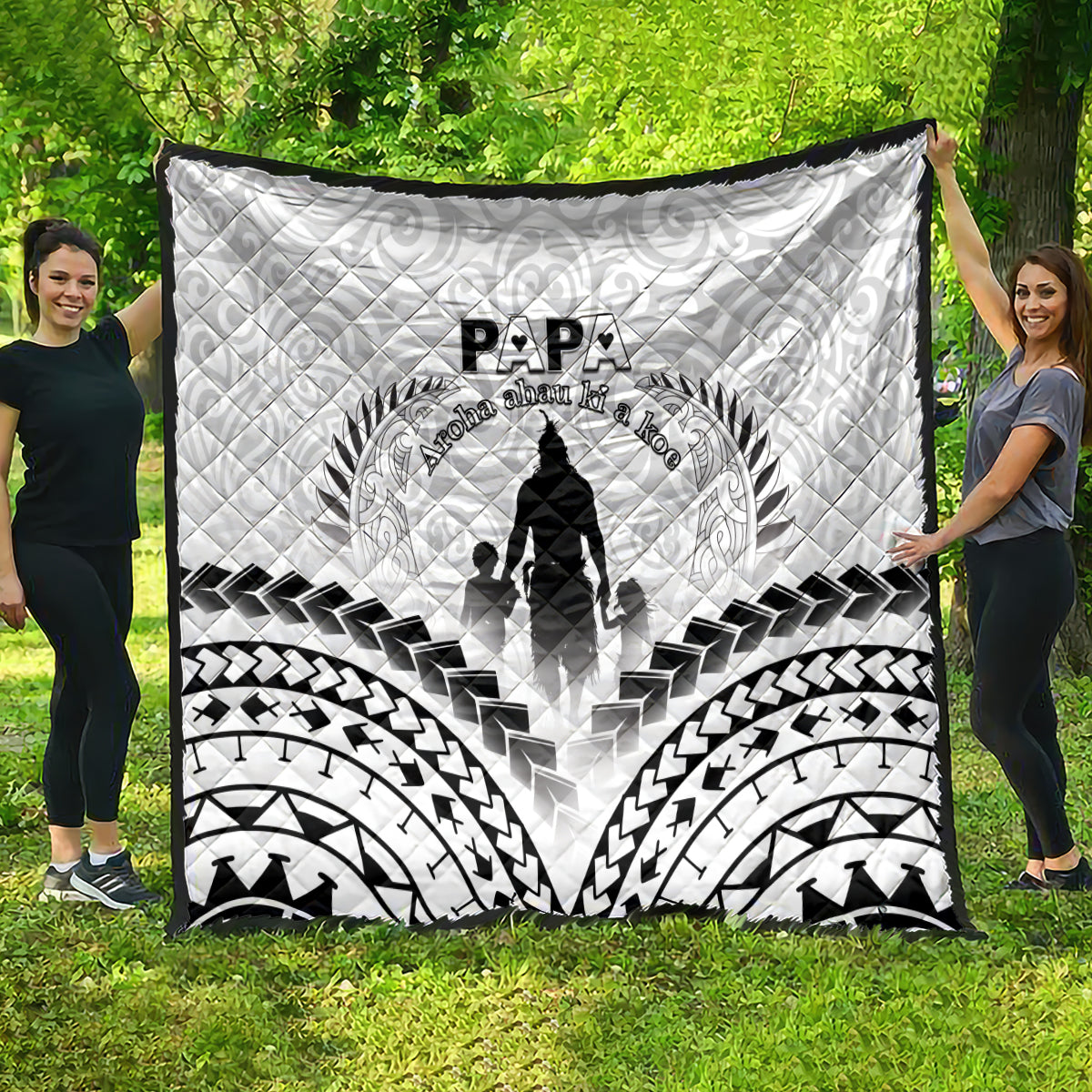 New Zealand Happy Father's Day Quilt Aroha Ahau Ki A Koe Papa Polynesian Tribal LT05 - Polynesian Pride