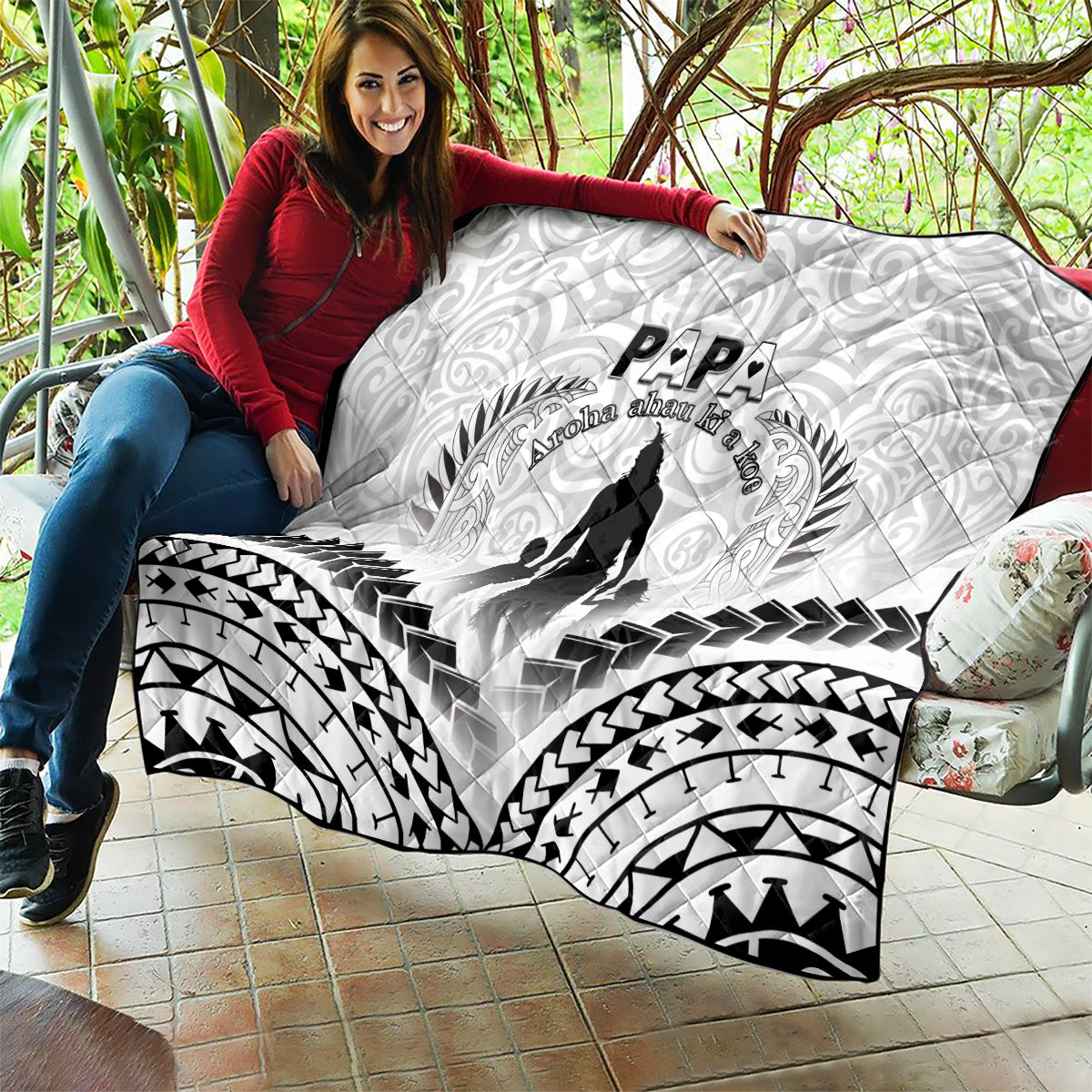 New Zealand Happy Father's Day Quilt Aroha Ahau Ki A Koe Papa Polynesian Tribal LT05 - Polynesian Pride