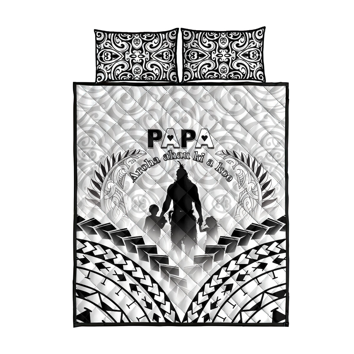 New Zealand Happy Father's Day Quilt Bed Set Aroha Ahau Ki A Koe Papa Polynesian Tribal LT05 - Polynesian Pride