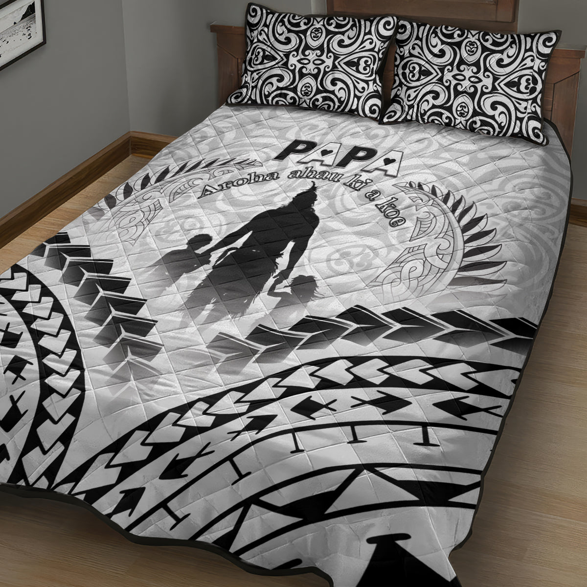 New Zealand Happy Father's Day Quilt Bed Set Aroha Ahau Ki A Koe Papa Polynesian Tribal LT05 - Polynesian Pride