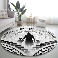 New Zealand Happy Father's Day Round Carpet Aroha Ahau Ki A Koe Papa Polynesian Tribal LT05 - Polynesian Pride