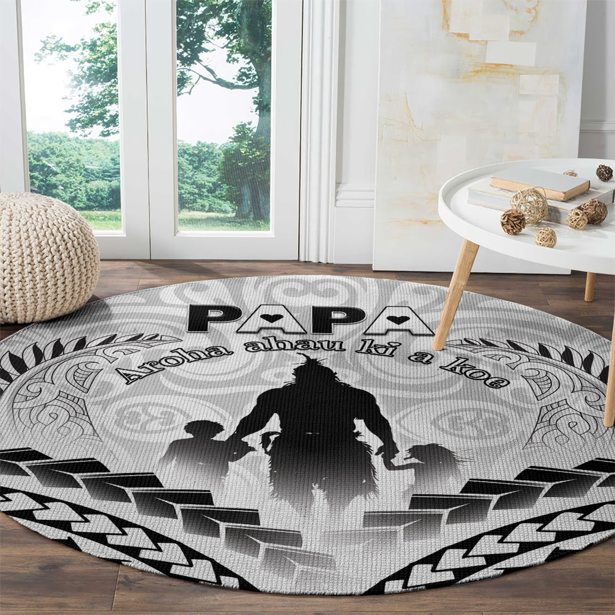 New Zealand Happy Father's Day Round Carpet Aroha Ahau Ki A Koe Papa Polynesian Tribal LT05 - Polynesian Pride