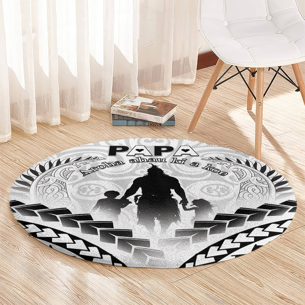New Zealand Happy Father's Day Round Carpet Aroha Ahau Ki A Koe Papa Polynesian Tribal LT05 - Polynesian Pride